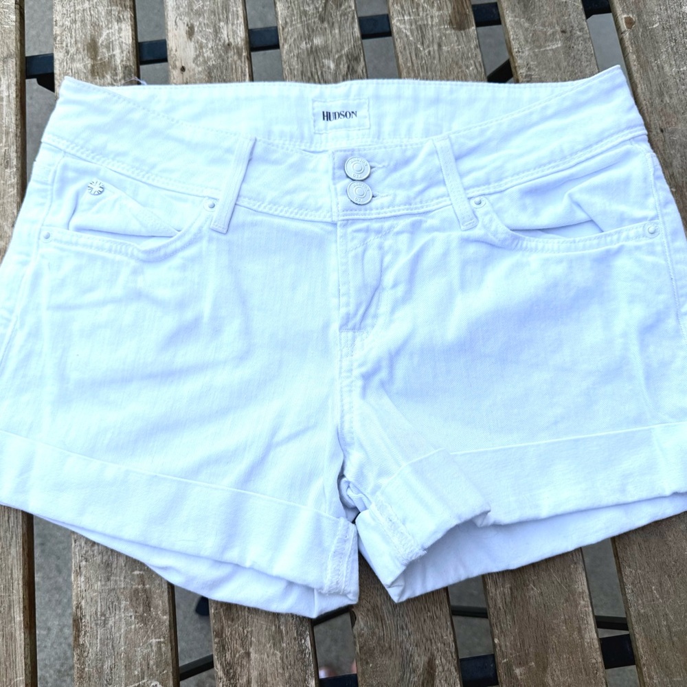 Hudson Jeans White Cuffed Jean Shorts